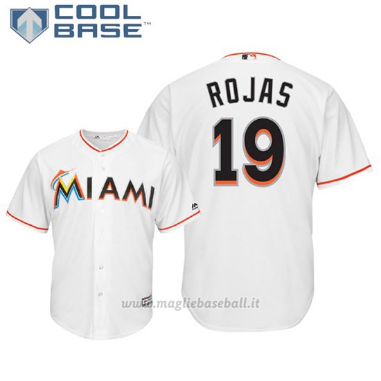 Maglia Baseball Uomo Miami Marlins Miguel Rojas Cool Base Majestic 1ªBianco